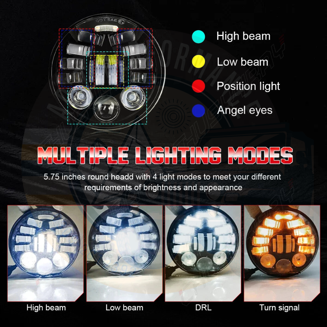 5.75 Inch Round Headlight Projector Headlight Harley Davidson Datsun Corolla KE70 2pcs