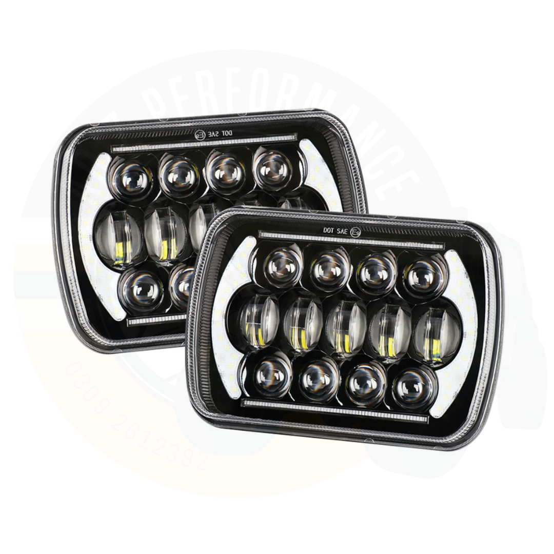 5x7 LED Square Headlights Jeep Headlight 4x4 With DRL Hi Low Beam 2pcs