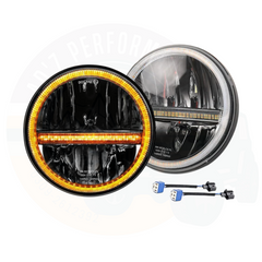 7 Inch Round LED Jeep Headlights with DRL Hi Low Beam Built-in Indicator Minus Sign Style 2pcs