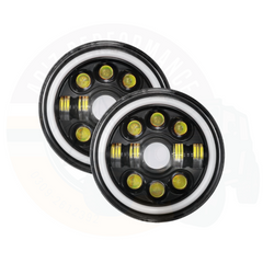7 Inch Round LED Jeep Headlights with Full DRL Hi Low Beam Built-in Indicator 2pcs