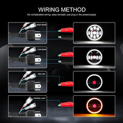 7 Inch Round LED Jeep Headlights with Full DRL Hi Low Beam Built-in Indicator 2pcs