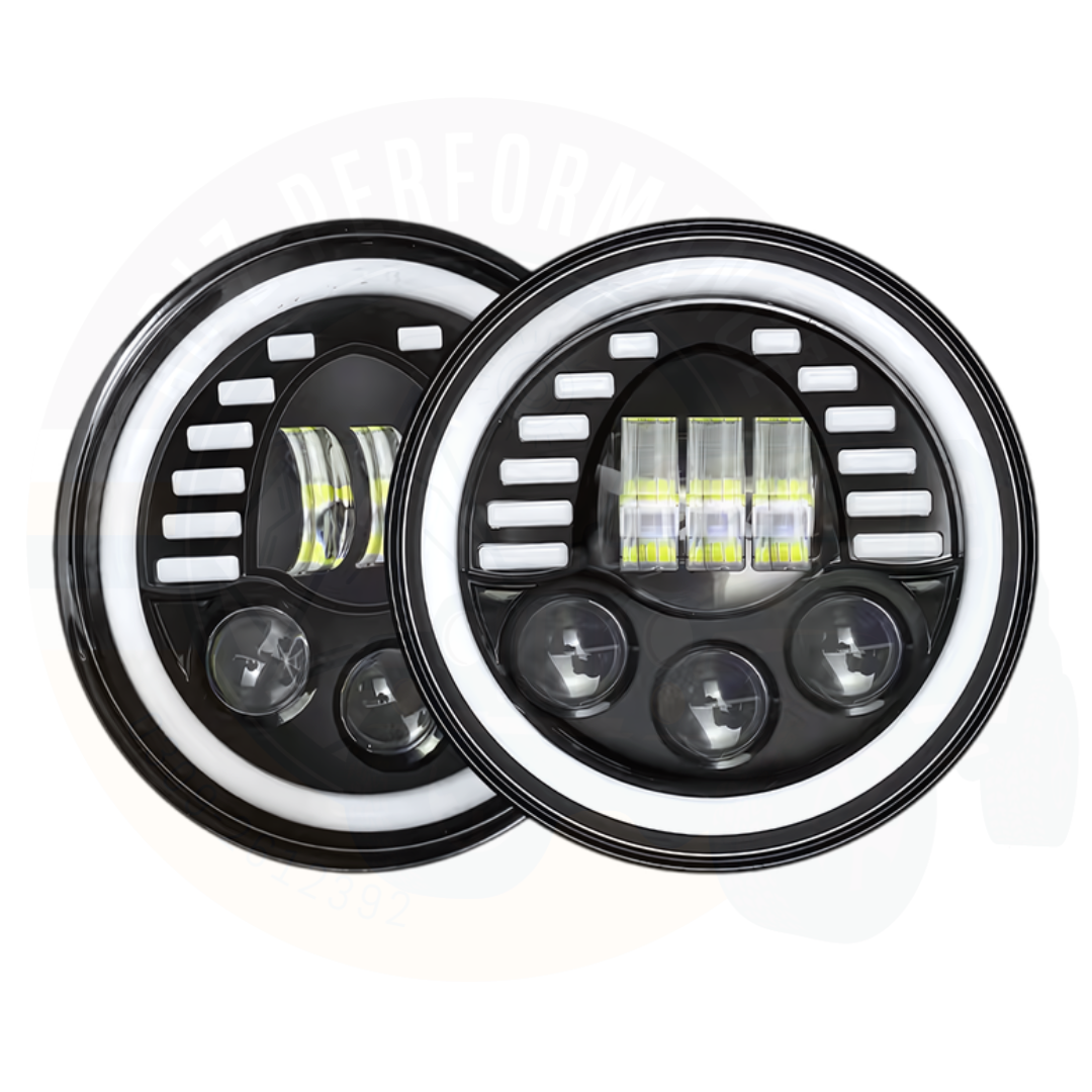 7 Inch Round LED Jeep Headlights with DRL Hi Low Beam 2pcs