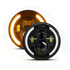 7 Inch Round LED Jeep Headlights with Half Cut DRL Hi Low Beam 2pcs