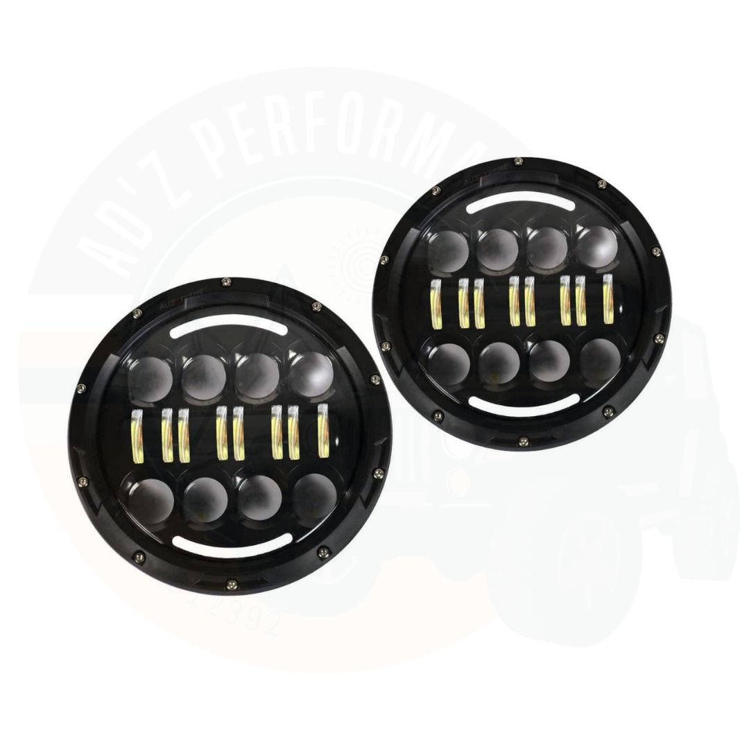 7 Inch Round LED Jeep Headlights with DRL Hi Low Beam Built-in Indicator 2pcs