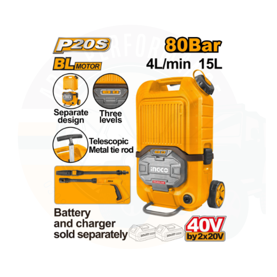 INGCO Cordless Pressure Car Washer CPWLI4006 Car Jeep Sollar Pressure Washer Pakistan