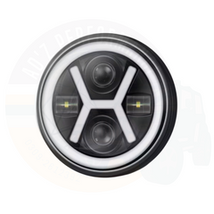 7 Inch Round LED Jeep Headlights with DRL Hi Low Beam Built-in Indicator X Style 2pcs