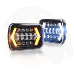 5x7 LED Square Headlights Jeep Headlight 4x4 With Turn Signal DRL Hi Low Beam 2pcs