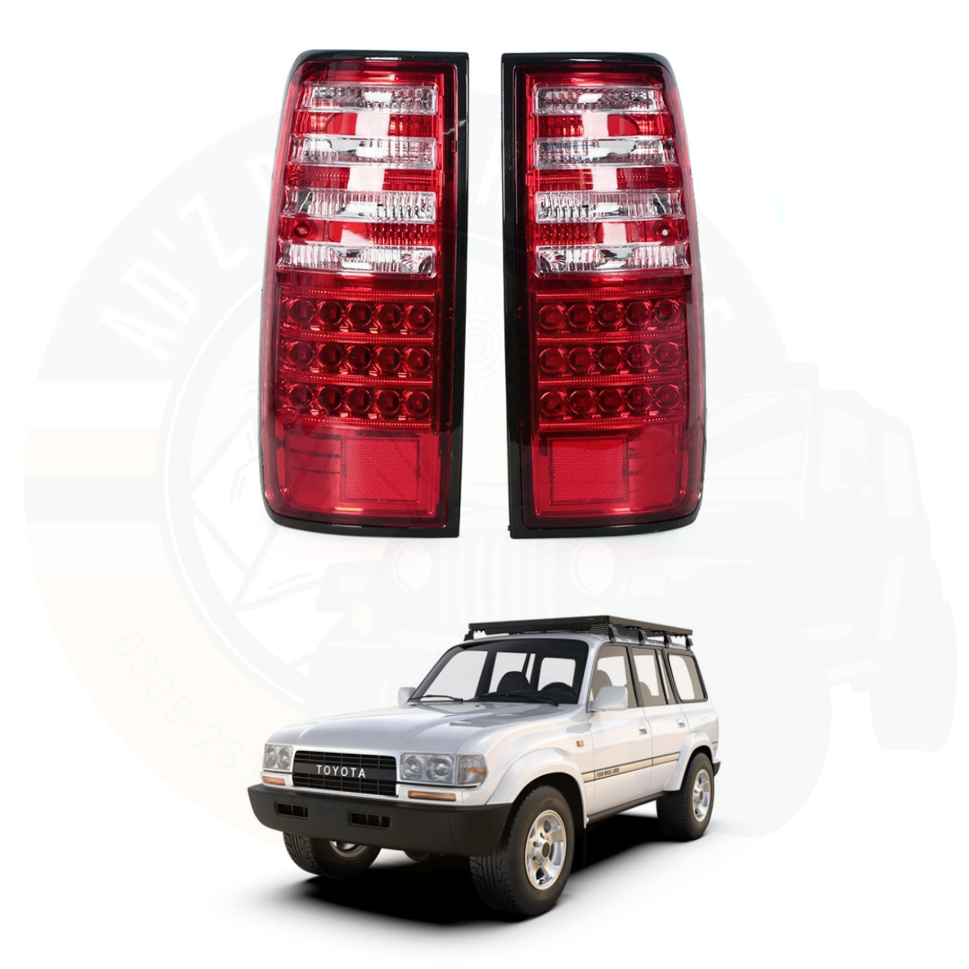 Back Lights Red LED Crystal Tail Lights Toyota Land Cruiser 80 Series LC80 FJ80 J80