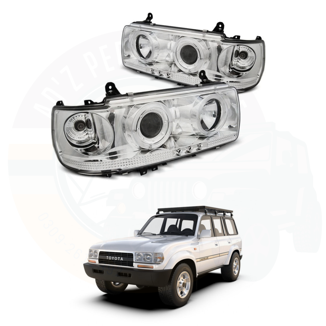 LED Projector Head Lights Toyota Land Cruiser 80 Series LC80 FJ80 J80 Chrome 1990-1996