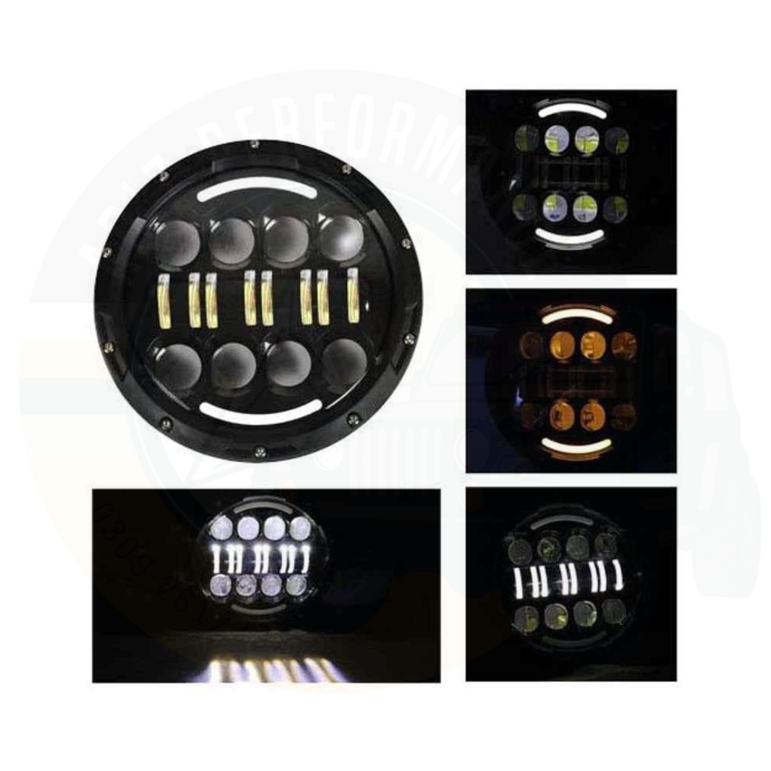 7 Inch Round LED Jeep Headlights with DRL Hi Low Beam Built-in Indicator 2pcs