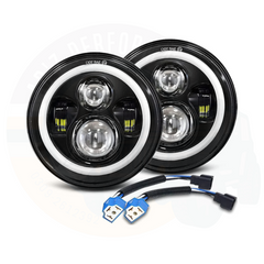 7 Inch Round LED Jeep Headlights with DRL Hi Low Beam 2pcs