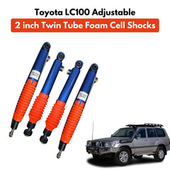 Toyota Land Cruiser 100 Series FJ100 LC100 J100 2 inch Lift Twin Tube Adjustable Foam Cell Shocks