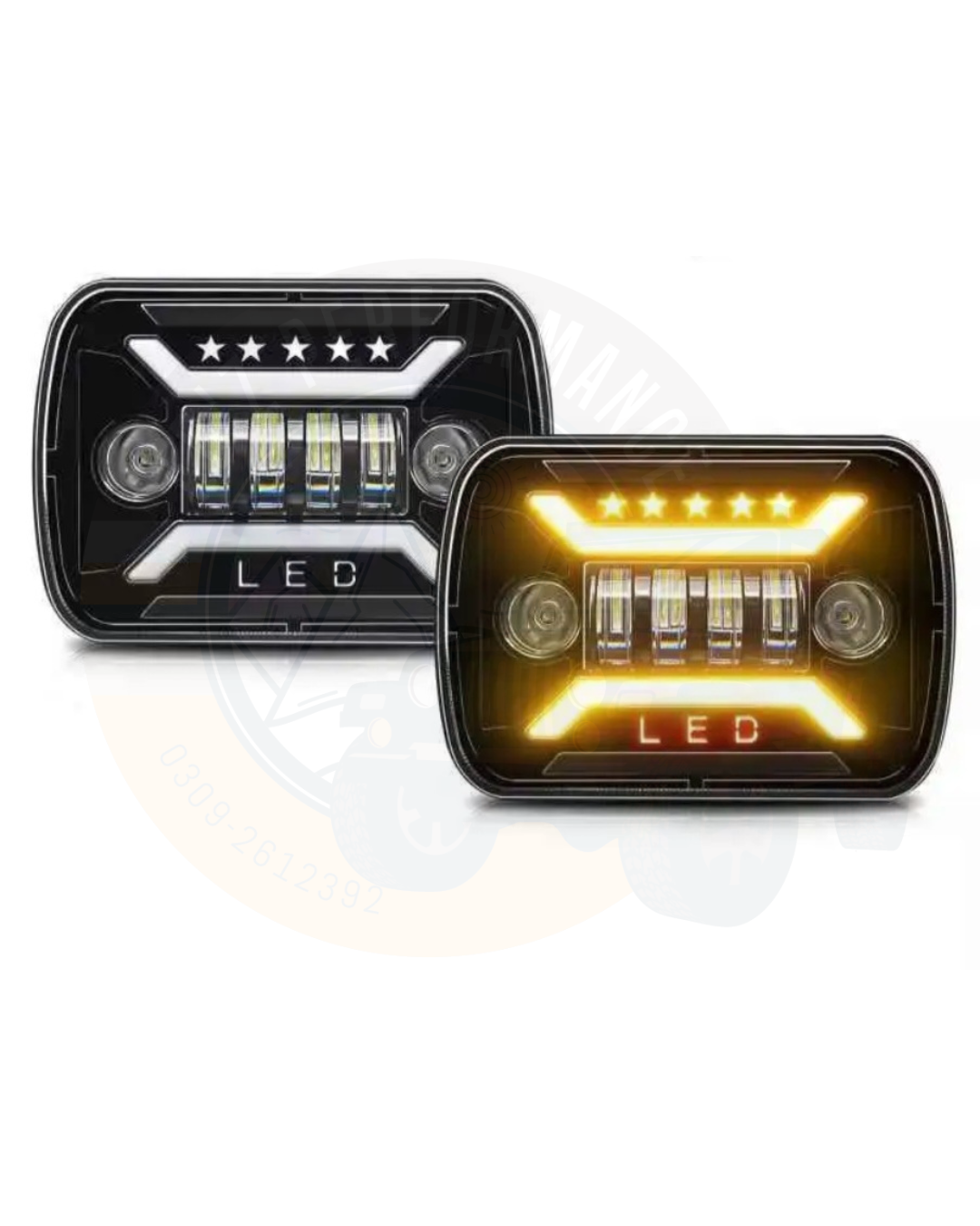 5x7 LED Square Headlights Jeep Headlight 4x4 With DRL Hi Low Beam 2pcs