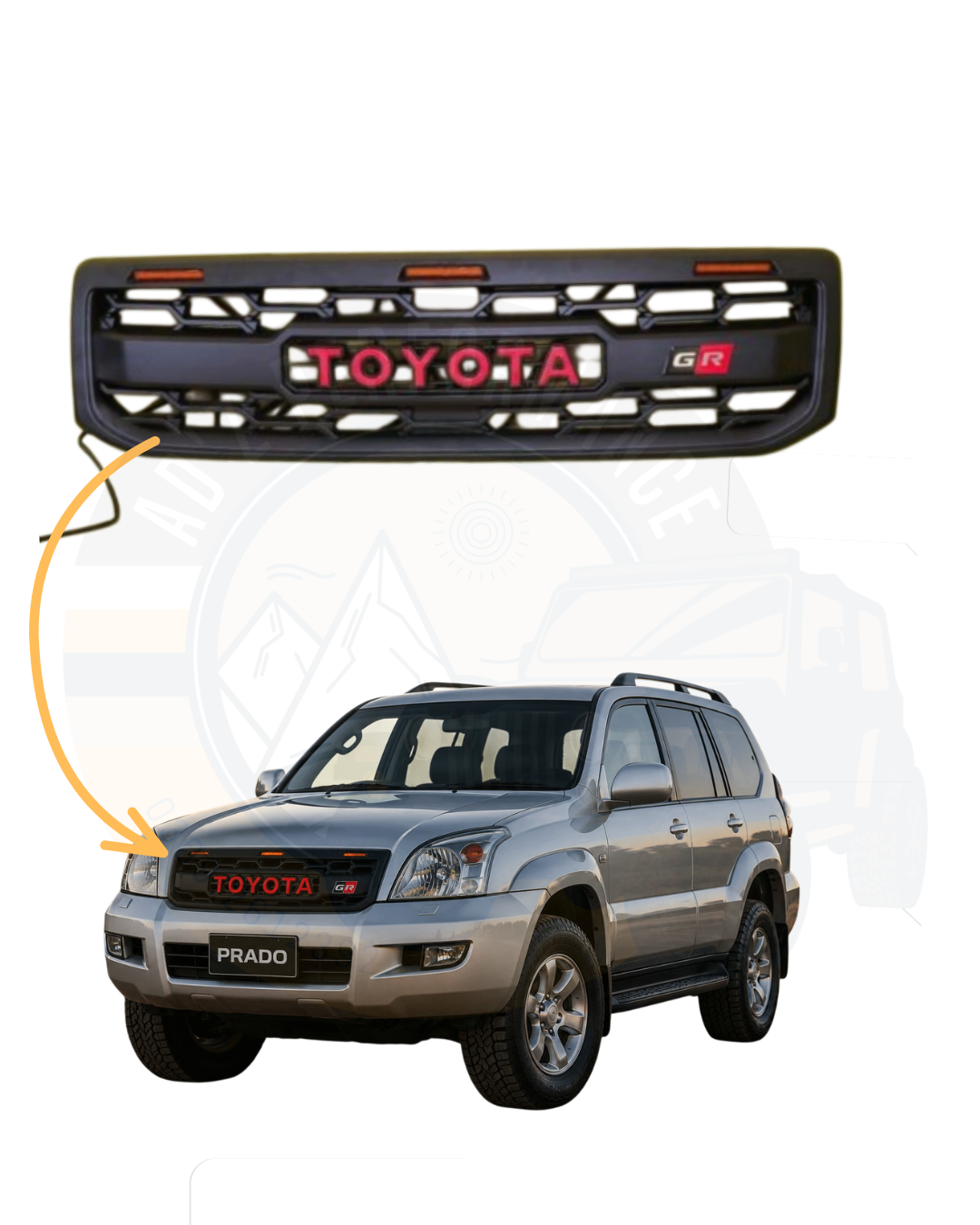 Grill GR Style with Lights For Toyota Prado FJ120 J120 2003-2008 Lahore Pakistan