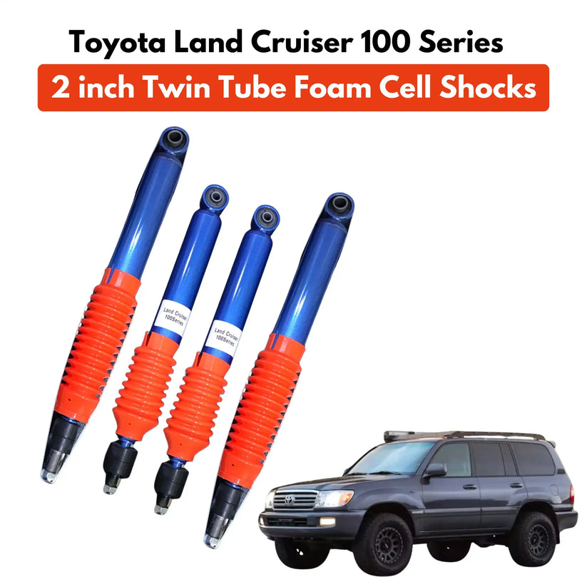 Toyota Land Cruiser 100 Series LC100 FJ100 J100 2 inch Lift Twin Tube Foam Cell Shocks