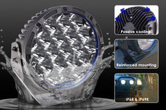 Kings 9" Lethal Driving Lights (Pair) | Lens Covers Included | 1 Lux @ 1,212 M | 16,362 Lumens | IP68 and IP69K | 3mm Powder-Coated Brackets Bumper Lights Pakistan