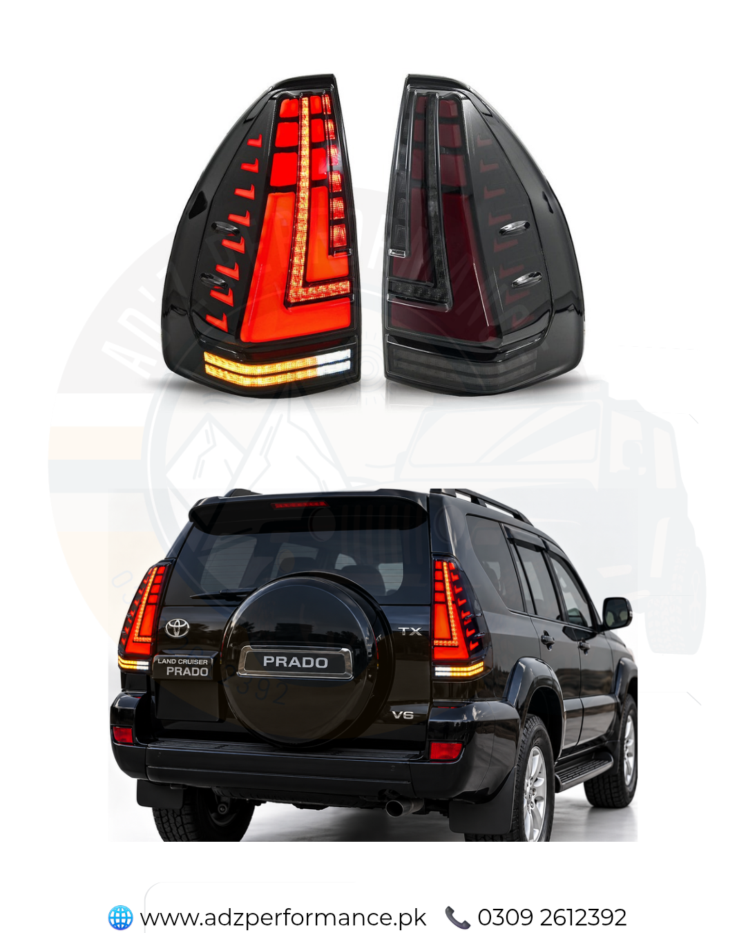 Rear Lamps Tail Lights Back Lights Matrix Style Light Toyota Prado FJ120 J120 2002-2008 Lahore Pakistan