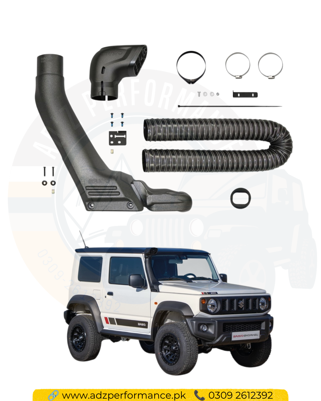 Snorkel Air Intake Kit For Suzuki Jimny 2019-2025 Jimny Black Intake BRAVO Snorkel with Brackets and Fittments
Lahore Pakistan