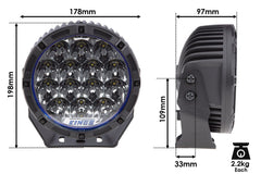 Kings 7" Lethal Driving Lights (Pair) | Lens Covers Included | 1 Lux @ 814m | 12,596 Lumens | IP68 and IP69K | 3mm Powder-Coated Brackets Bumper Lights Pakistan