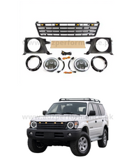 Front Facelift For Toyota Prado FJ90 J90 Grill with Light Round Headlights Kit