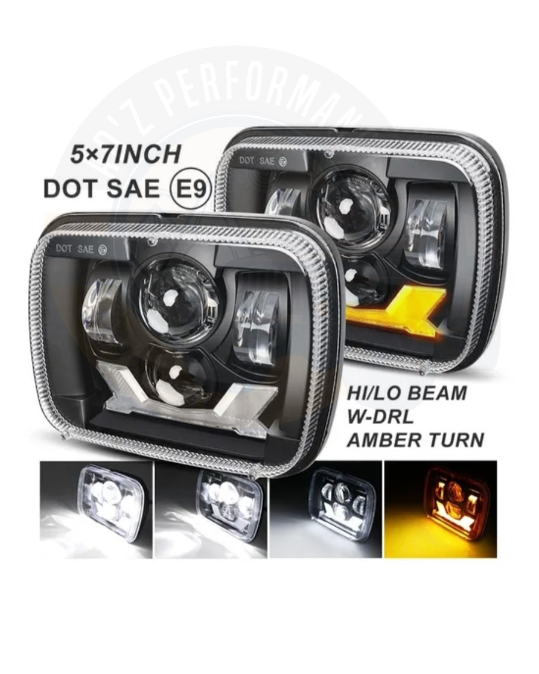5x7 LED Square Headlights Jeep Headlight 4x4 With DRL Hi Low Beam 2pcs