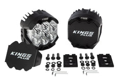 Kings Plus 7" Lethal Pro Driving lights | Covers Included | 1 Lux @ Over 1,100 M| 11,000 Over Lumens | IP68, IP69K, IK08 and CISPR25 approved | Die Cast Aluminium Brackets