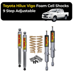 Tough Dog Suspension - Toyota Hilux Vigo Foam Cell Shocks 9 Step Adjustable - Comfort Series