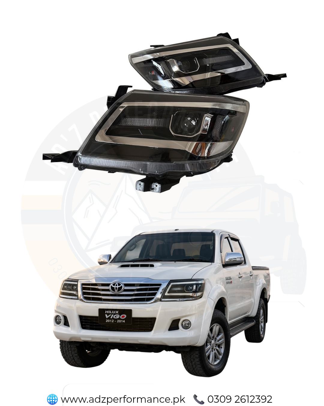 Projector LED Headlights Hilux Revo Style for Hilux Vigo Champ 2012-2014 Lahore Pakistan