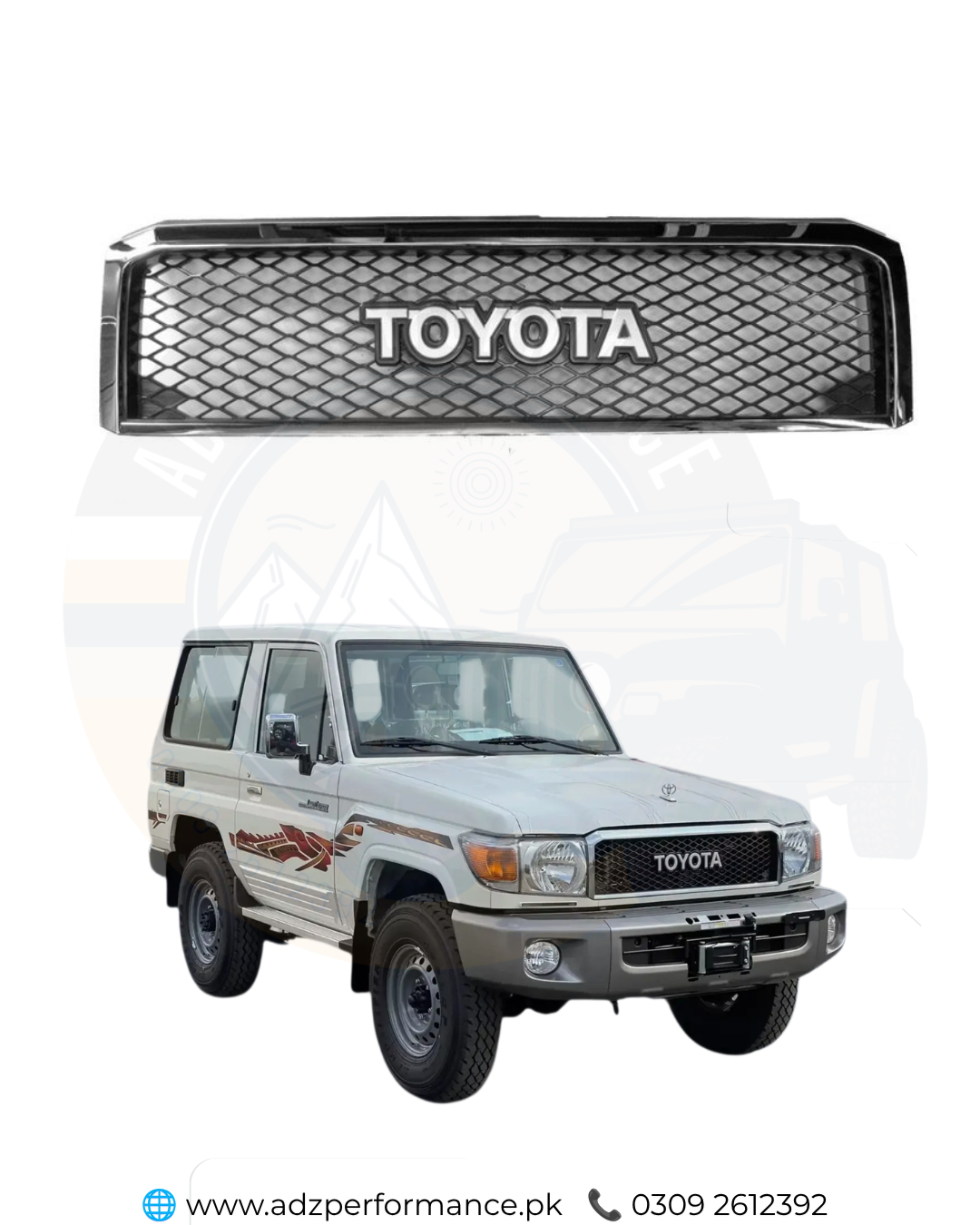 Front Chrome Grill Mesh Style for 70 Series Toyota Land Cruiser 76 79 78 70 Series 2007-2022 Lahore Pakistan