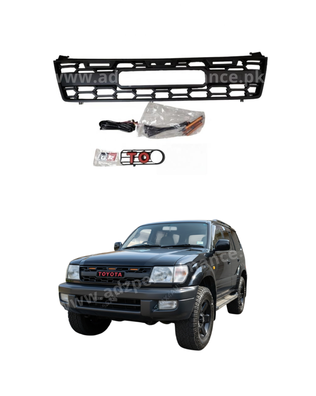 Front Grill with Yellow Lights
GR Style Grill Toyota Prado 90 Series FJ90 J90