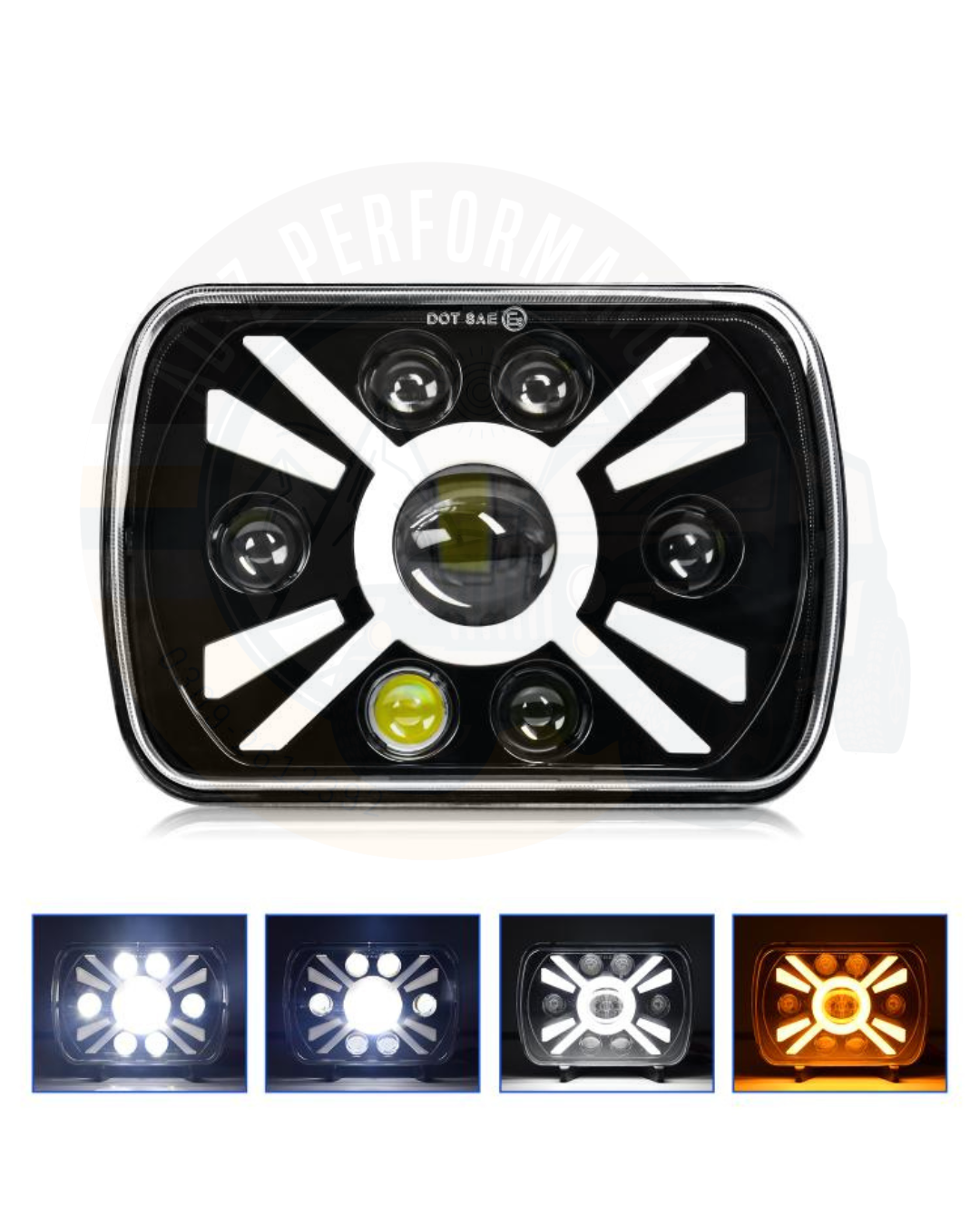 5x7 LED Square Headlights Jeep Headlight 4x4 With DRL Hi Low Beam 2pcs