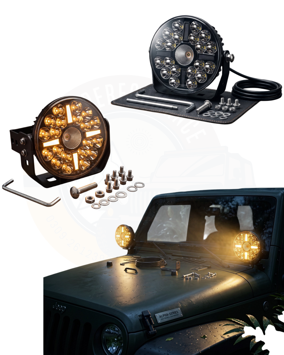 9 Inch Round LED Spot Light Fog Lights Bumper Light For Jeep 4x4 Off-Roading SUV ATV Driving Hunting Light 9 Inch Round LED Floodlight With White/Amber Drl