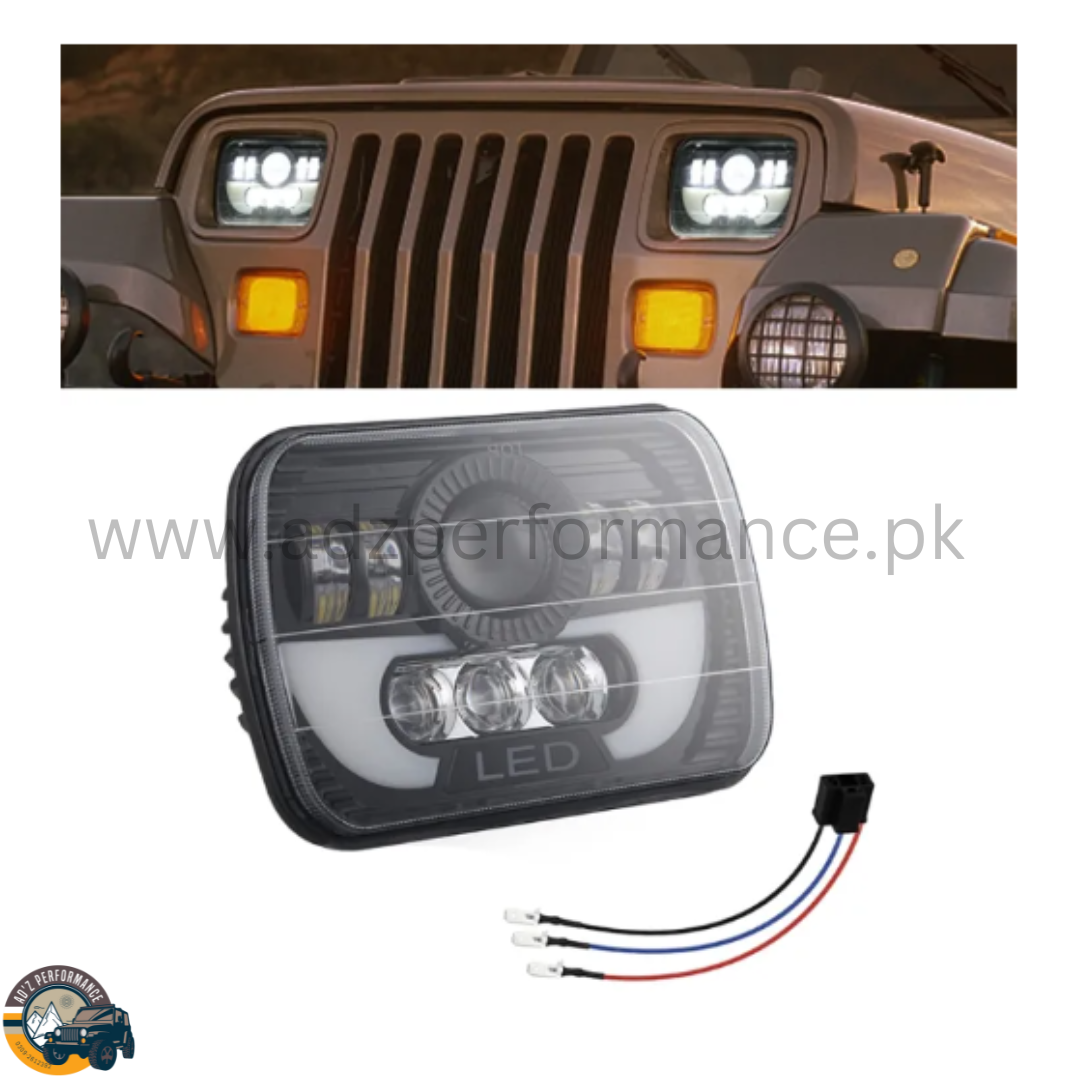 Head Lamps Head Lights 7x5Inch Square LED Lights For Jeep