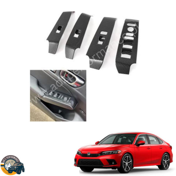 Carbon Fiber Power Window Trim Honda Civic 2022