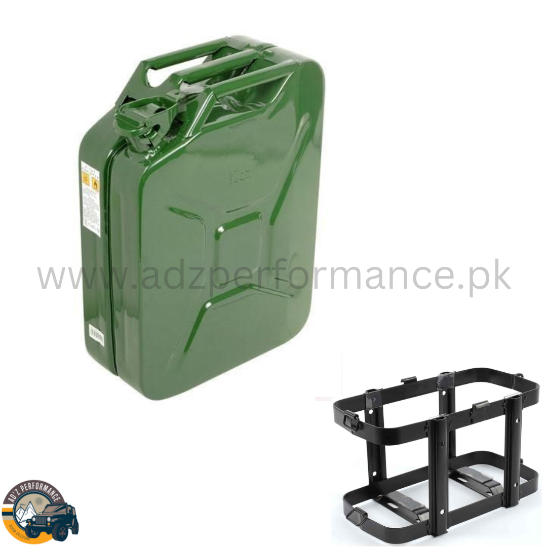 Jerry Can Metal For Petrol Diesel Traveling 20L with Cage Stand (Green)
