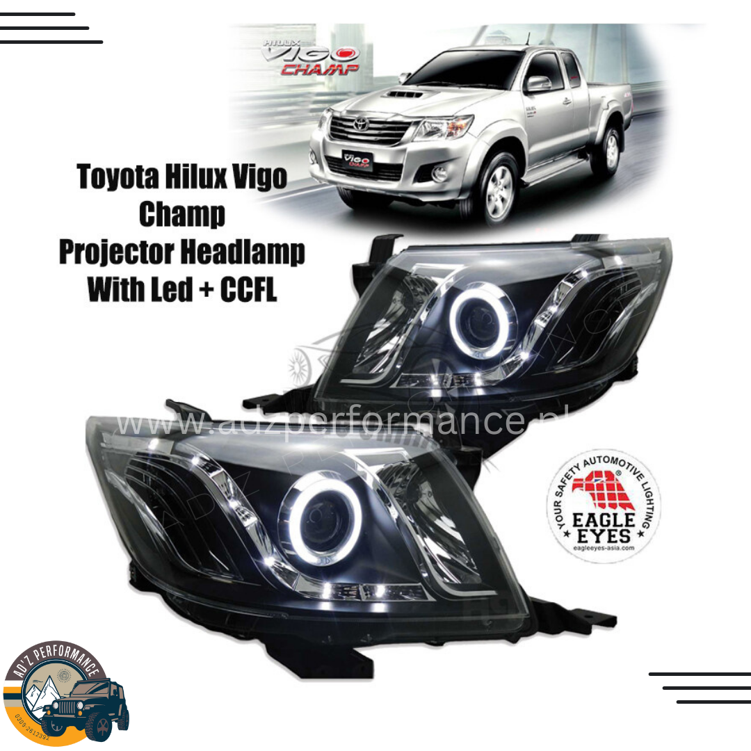 Head Lamps Head Lights LED Projector Smoke Toyota Hilux Vigo 2012-2015