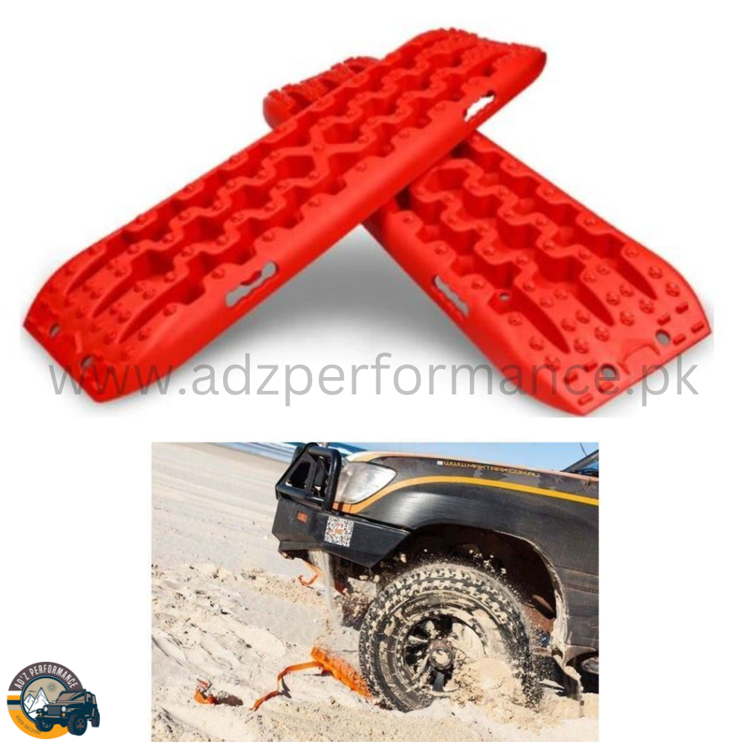 Recovery Traction Boards Track Mats For Off-Roading Mud Sand Snow Red (2pc)