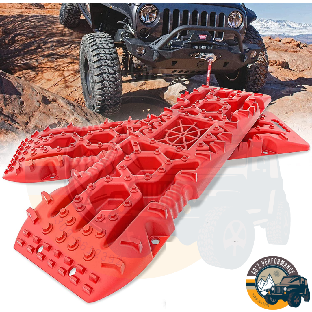 Recovery Traction Boards Track Mats For Off-Roading Mud Sand Snow Red (2pc)