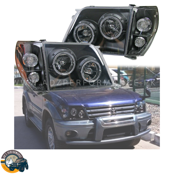 Head Lamps Head Lights Toyota Land Cruiser Prado FJ90 J90 Projector Black 1996-2002