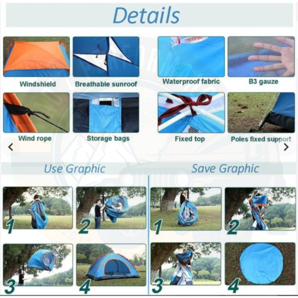 Pop up Camping Tent Automated Setup Waterproof Picnic Tents